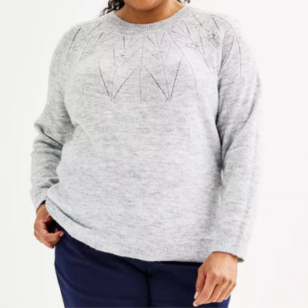 Croft & Barrow Pointelle Sweater Gray Plus Size 4X New in packaging